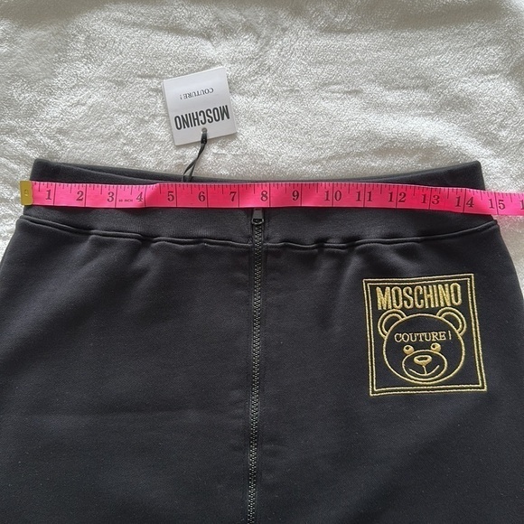 MOSCHINO Couture zip up black Gold Bear mini skirt Size Med US 8 NEW WITH TAGS - Picture 8 of 9